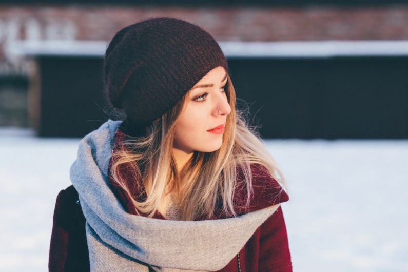 Seasonal Fashion - woman wearing black knitted cap